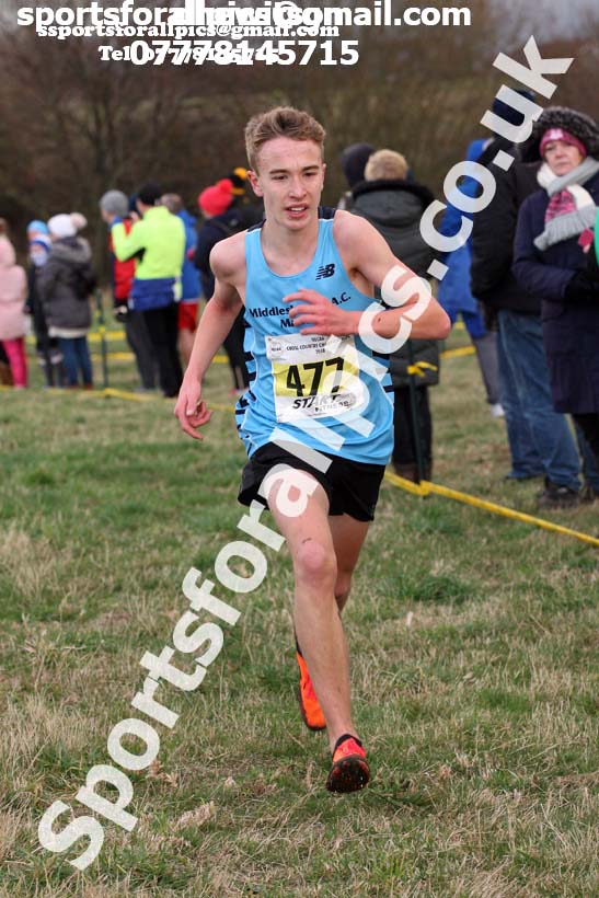 Mens under-17s North Eastern Cross Country, 2018 Northern Cross Country Champs., Wrekenton, Gateshead. Photo:  David T. Hewitson/Sports for All Pics